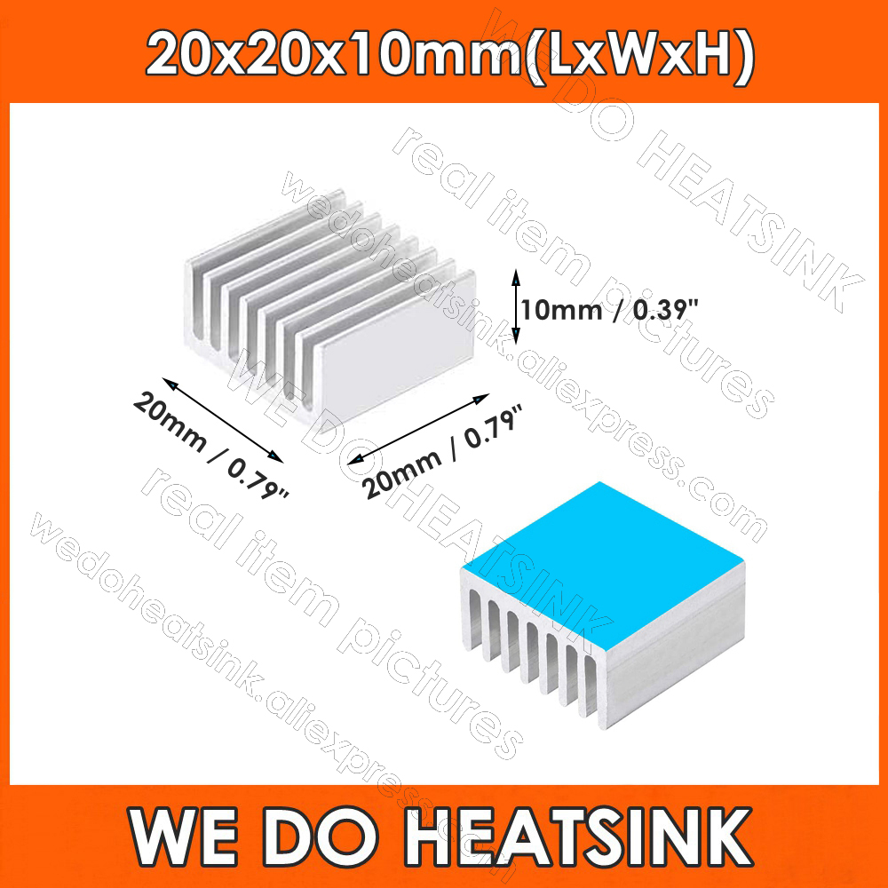 Aluminium Extrusion - 20X20X10Mm Perak Persegi Termal Diri Perekat