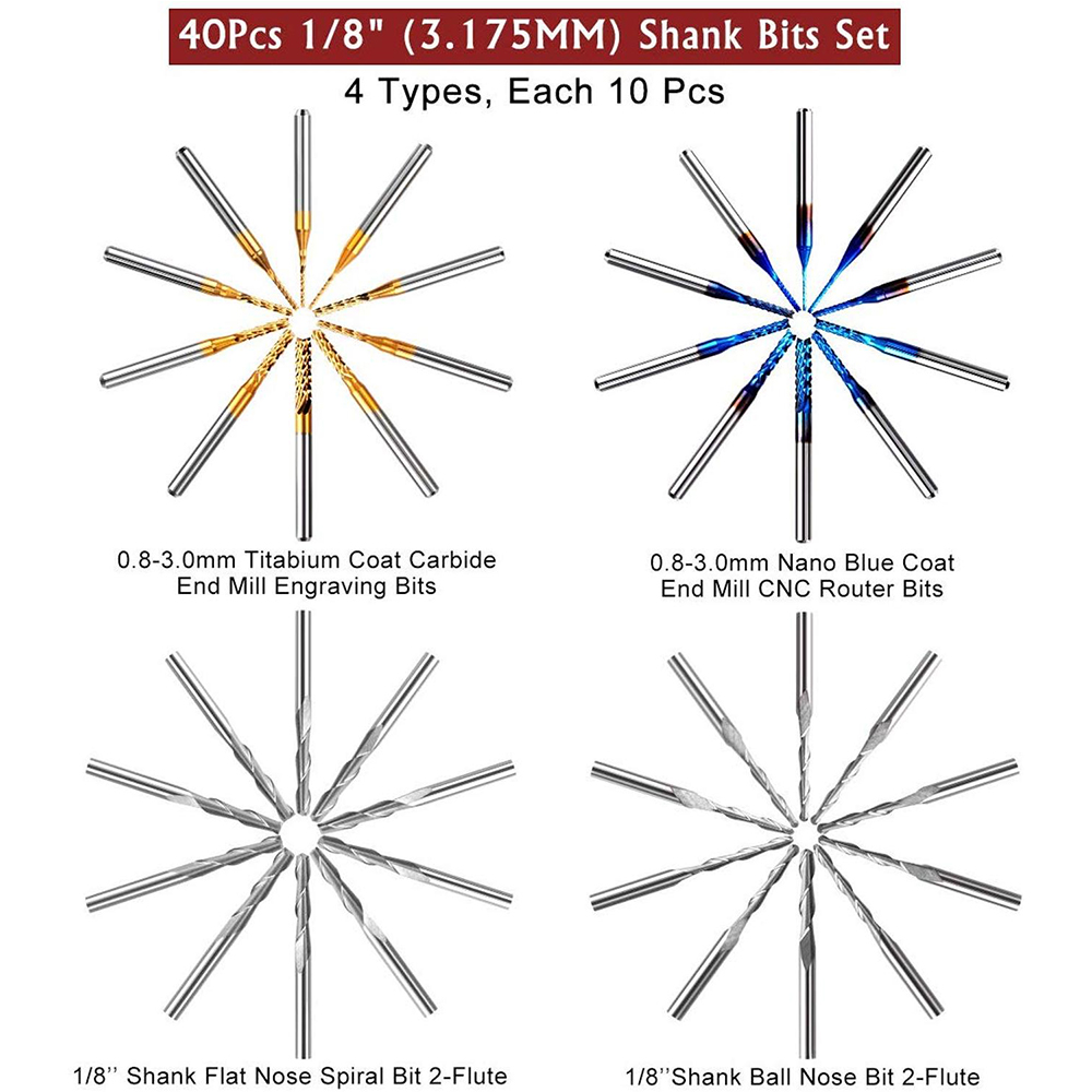 Twoores Set mata bor ukir, mat - End Mill Set ulasan dan harga