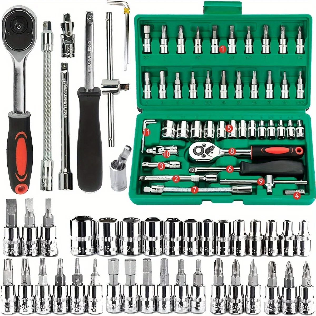 Set Soket Drive 46 pcs 1/4 inc - Cnc Bits ulasan dan harga