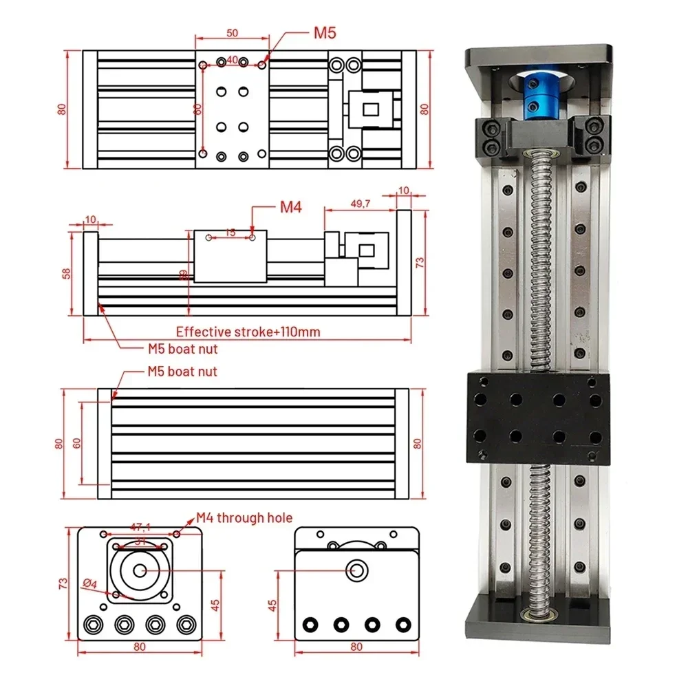 Modul sekrup bola SFU1605 taha - Nema23 Stepper ulasan dan harga